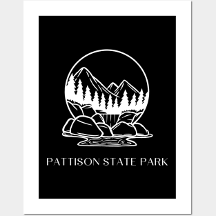 Pattison State Park Waterfall Landscape in the Forest Posters and Art